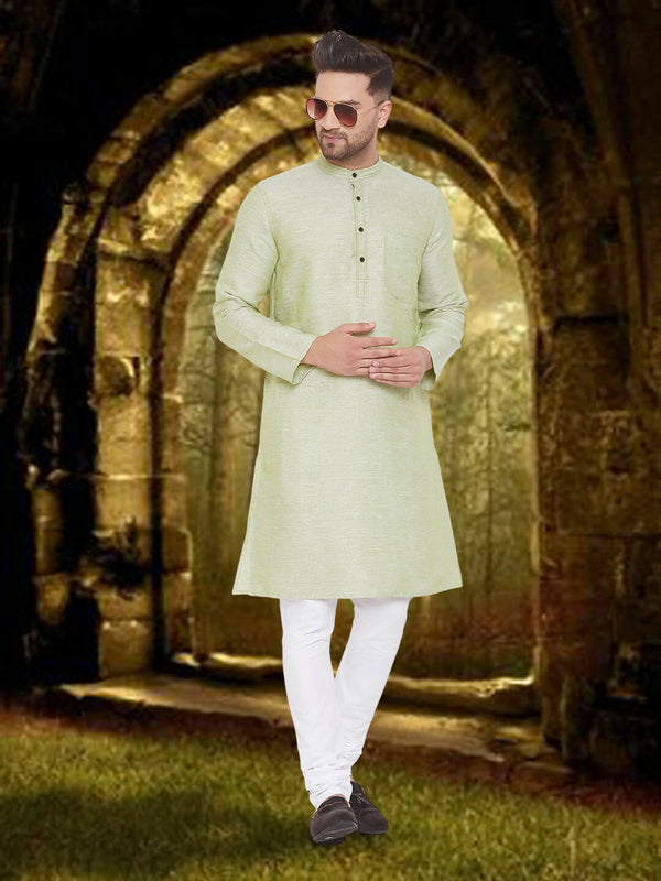 Even Apparels Men's Pure Cotton Green Kurta - Distacart