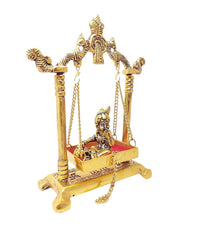 Thumbnail for Chhariya Crafts Metal Krishna Jhula Laddu Gopal Idol - Distacart