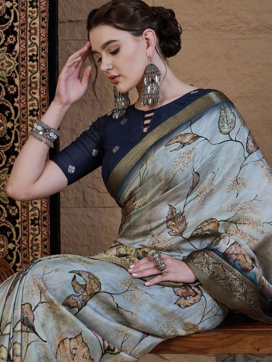 Anouk Floral Zari Silk Blend Sungudi Saree
