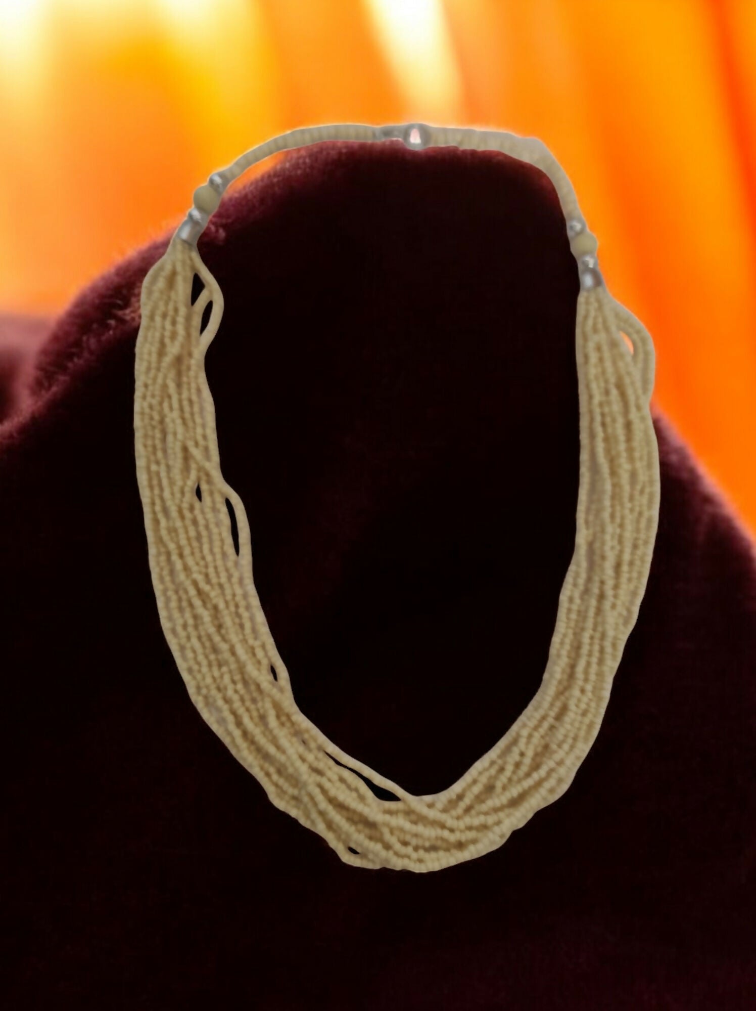 Inhanns Bloom Handmade Beaded Only Necklace - 12 Layers - Cream Necklace - Distacart
