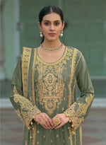 Thumbnail for Anaita Mehndi Heavy Chinon Readymade Palazzo Suit with Heavy Embroidery Work - Distacart