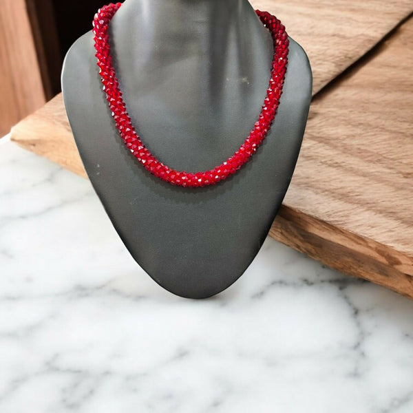 Inhanns Noor-E-Jalwa – Handmade Crystal Bead Necklace -Adjustable - Maroon Only Necklace - Distacart