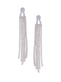 Thumbnail for NVR Women Silver Toned Contemporary Drop Earrings - Distacart