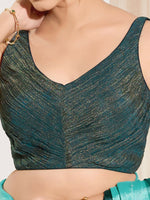 Thumbnail for Joban Fashion Fire Blue Tissue Padded Blouse With Sweetheart Neck Sleeveless - Distacart