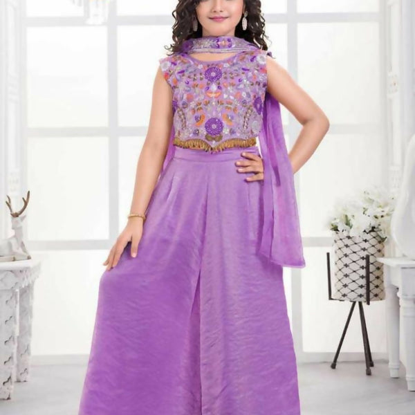 Traditional Designer Fandy Silk Purple Ethnic Fusion Wear - Anbazaar - Distacart