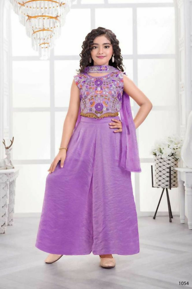 Traditional Designer Fandy Silk Purple Ethnic Fusion Wear - Anbazaar - Distacart