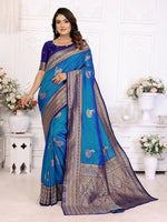 Thumbnail for Joban Fashion Banarasi Royal Blue Small Butti Soft Silk Saree