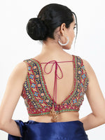 Thumbnail for Joban Fashion Magenta Multi Georgette Padded Blouse With V Neck Sleeveless - Distacart