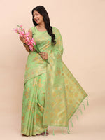 Thumbnail for Astita Linen Cotton Green Saree