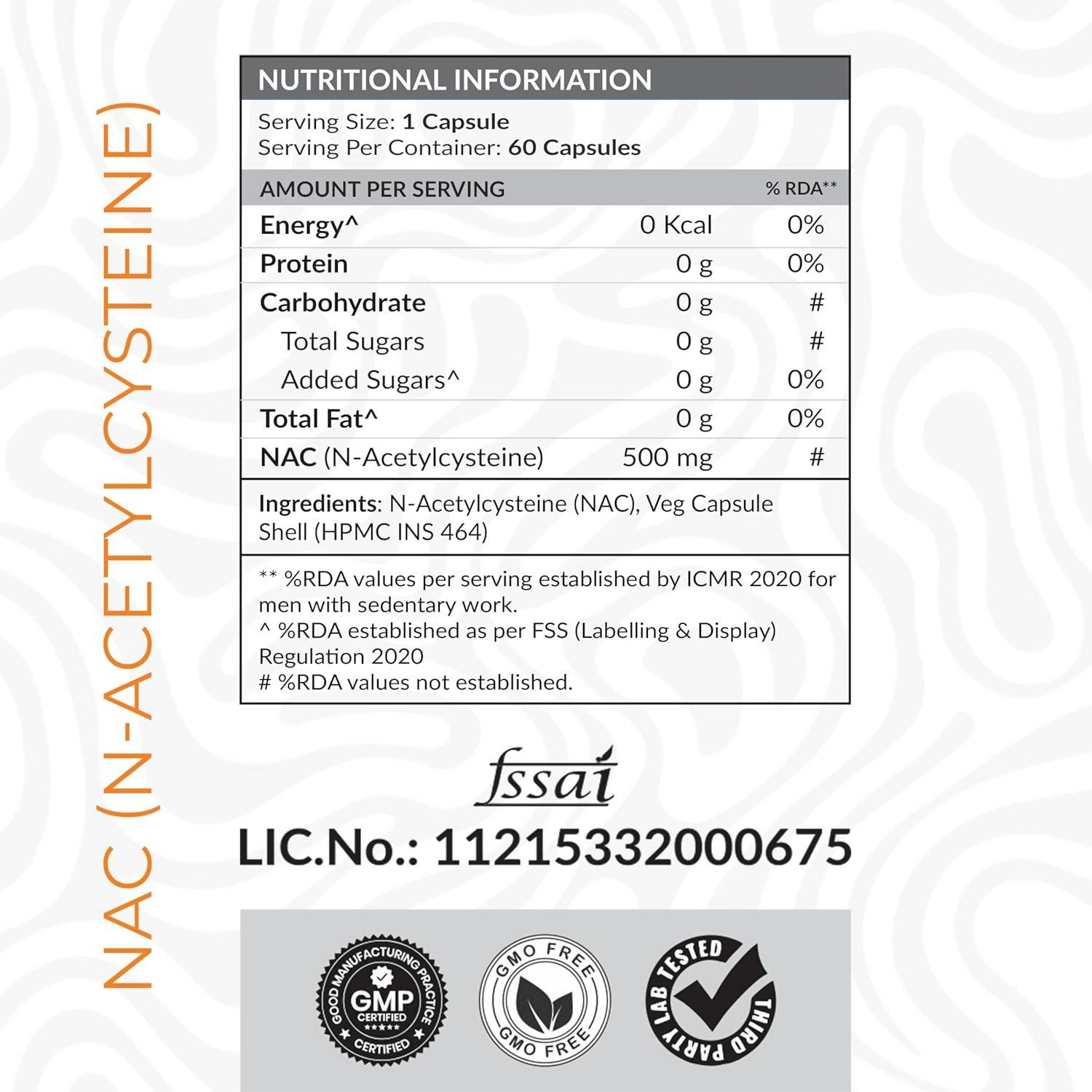 As-It-Is Atom Nac (N-Acetylcysteine) 500Mg Veg Capsules