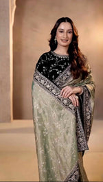 Thumbnail for Joban Fashion Mehndi Soft Mocha Silk Party Wear Sarees - Distacart