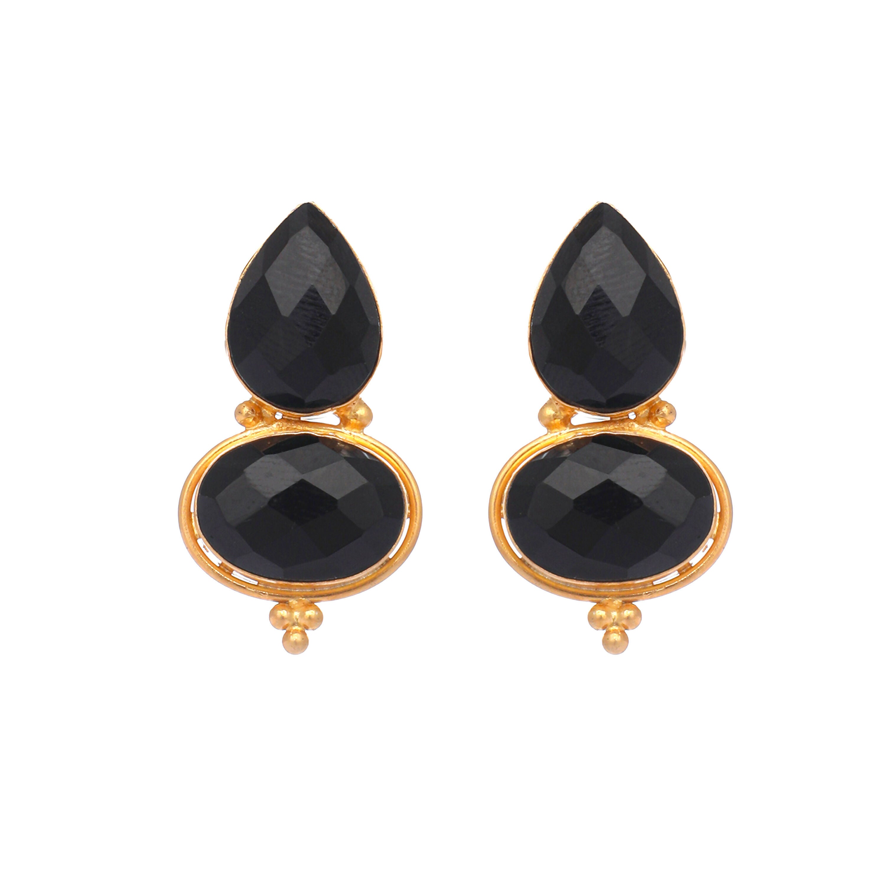 Nuyug 22K Gold Plated Black Embrace Earrings