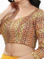 Thumbnail for Joban Fashion Red Multi Silk Padded Blouse With Sweetheart Neck 3/4 Sleeves - Distacart