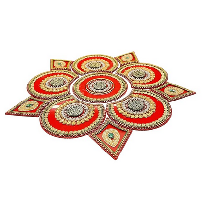 Moira Rangoli Big Acrylic Red for Festival Decorations - Dista