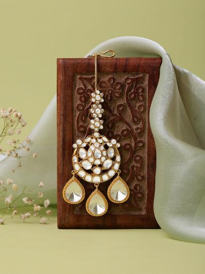 Ruby Raang 22k Gold Polished Kundan Maang Tikka - Distacart