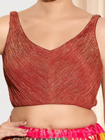 Thumbnail for Joban Fashion Rust Tissue Padded Blouse With Sweetheart Neck Sleeveless - Distacart