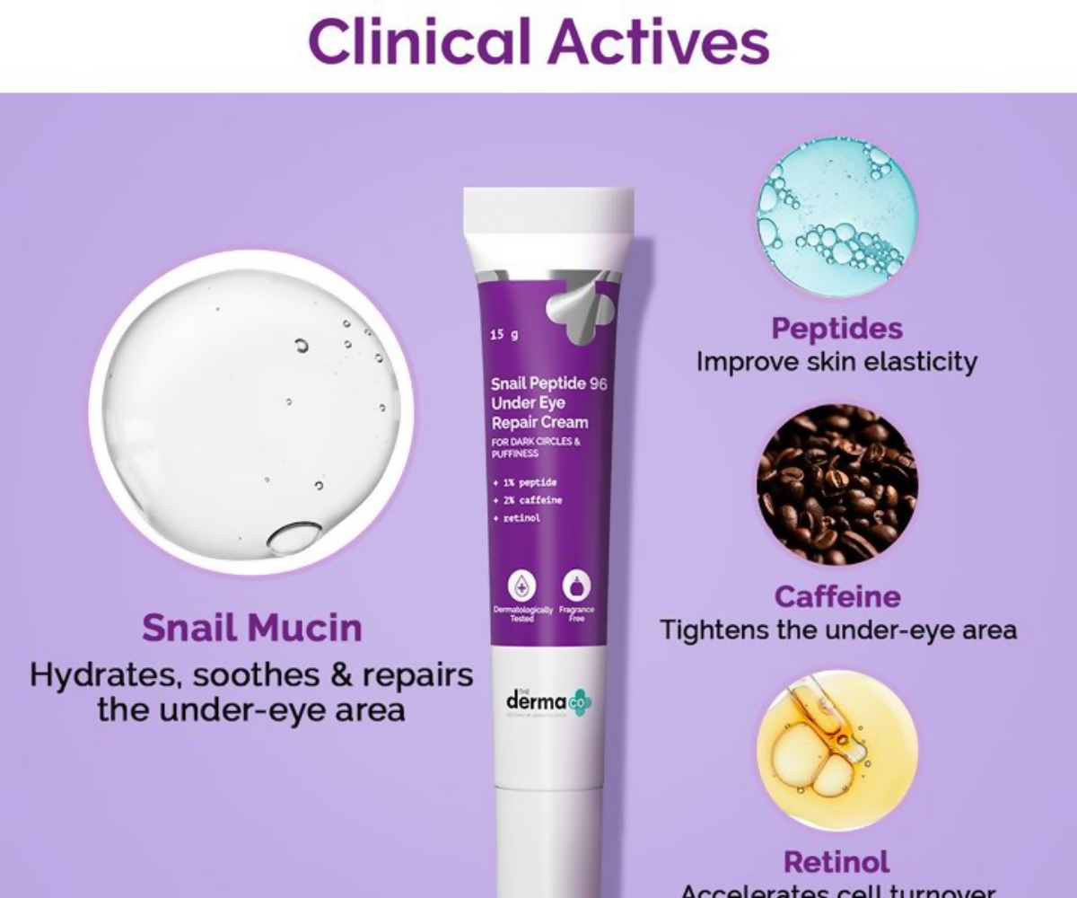The Derma Co Snail Peptide 96 Under Eye Repair Cream With Snail Mucin & Peptide Complex For Dark Circles & Puffiness - Distacart
