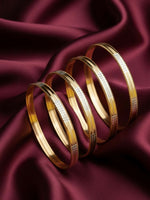 Thumbnail for NVR Women Set of 4 Gold Plated CZ Toned Bangle - Distacart