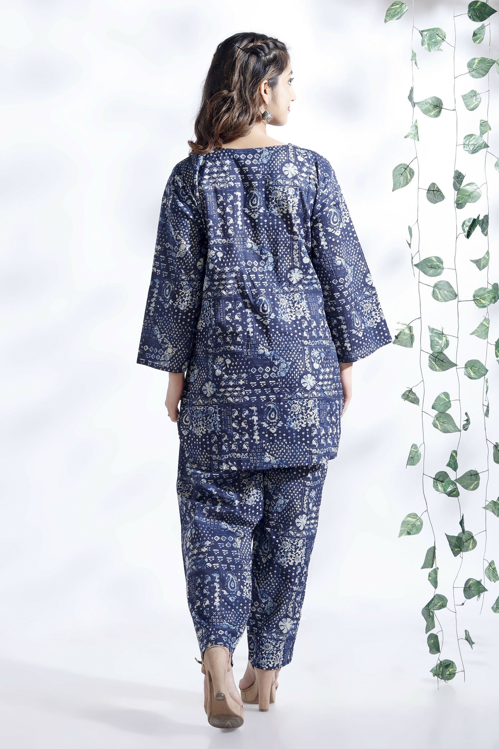 Breathables Abstract Cotton Co-Ord Set – Blue - Dista