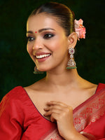 Thumbnail for Ruby Raang Gold Polished Kundan Work Multi-Color Diamond And Stone Jhumka Earrings