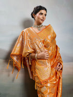 Thumbnail for Shree Shyam Fashion Orange Silk Blend Saree - Distacart
