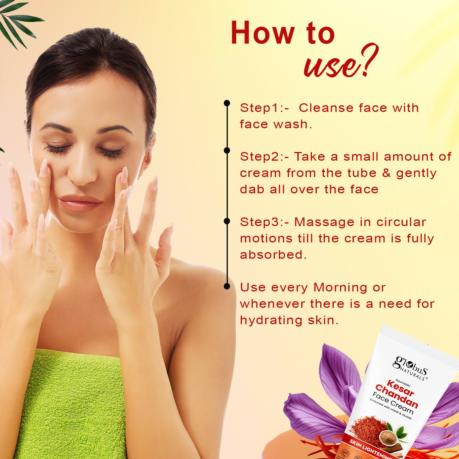 Globus Naturals Daily Glow Kesar Chandan Face Cream with SPF, Skin Lightening Formula For All Skin Types