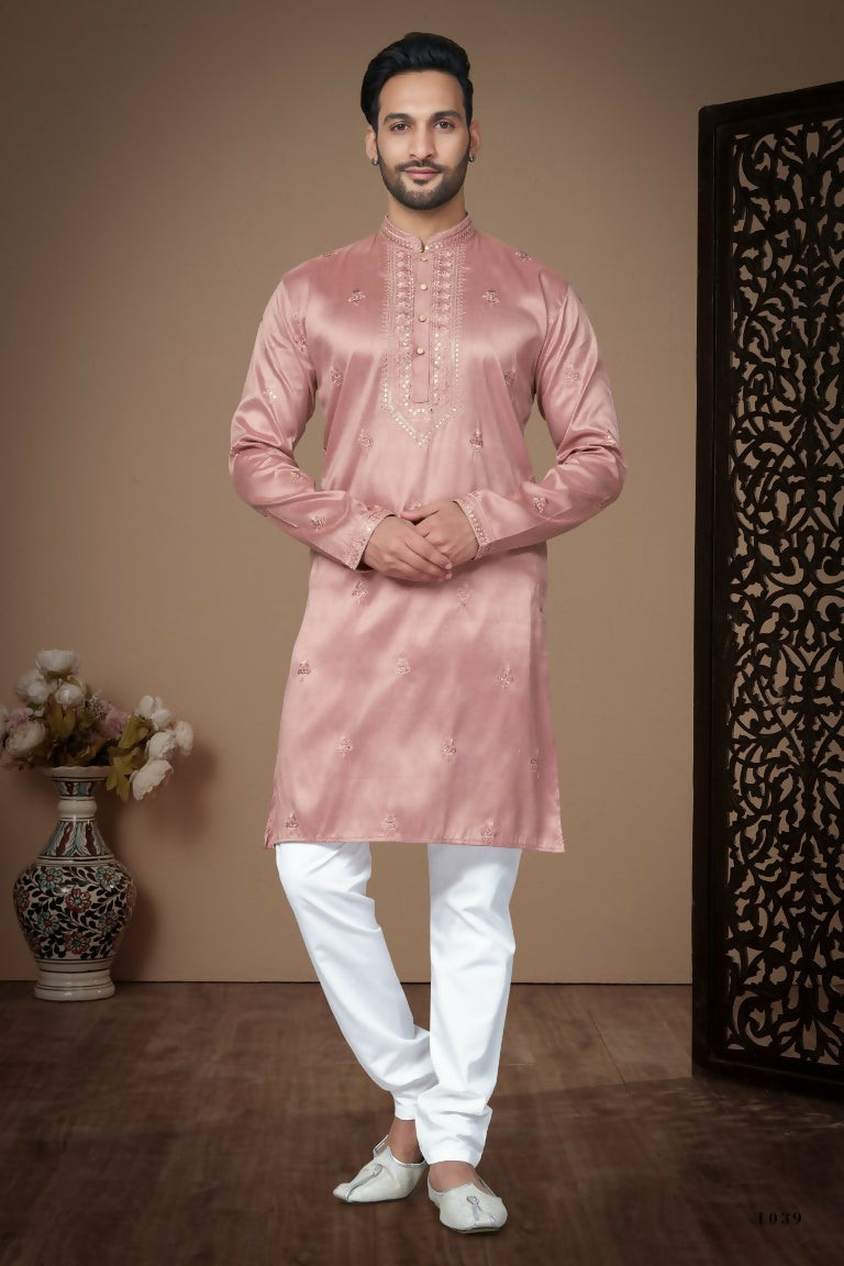 Functional Designer Men's Pech Heavy Super Silk Kurta With Pant - Rudra - Distacart