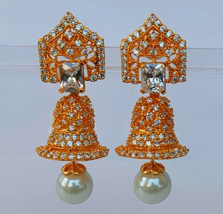 White Ad Pearl And Stones Jhumkas - Distacart