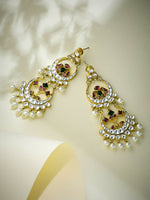 Thumbnail for Nuyug 22K Gold-Plated Kundan Studded & Pearl Beaded Layered Chandbalis
