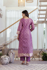 Thumbnail for The52 Women's Beautiful Jacquard Butti Work Simmer Jacquard Fabric Straight Kurta Pant and Dupatta Set - Distacart