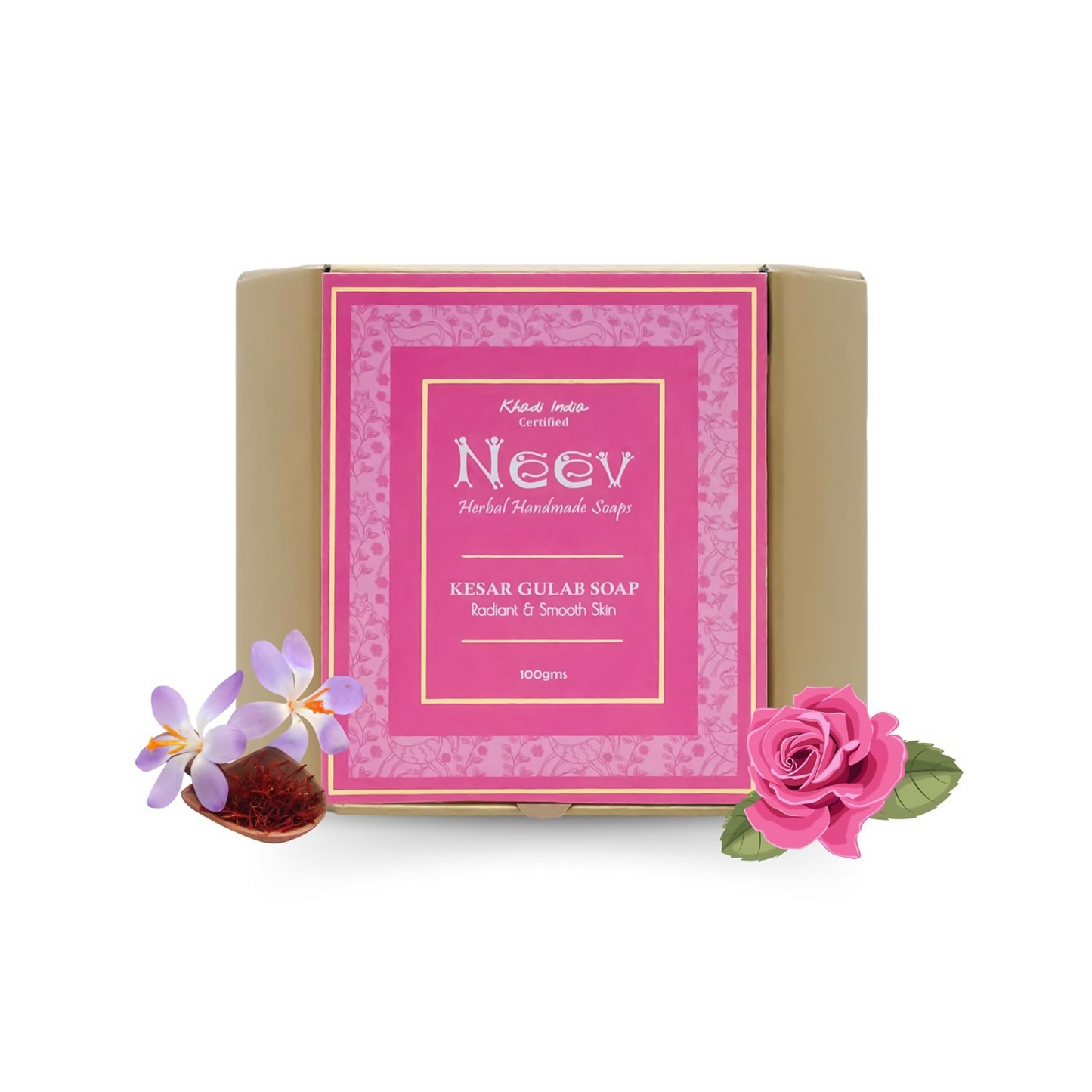 Neev Herbal Handmade Soap Kesar Gulab Soap For a Radiant and Smooth Skin - Distacart
