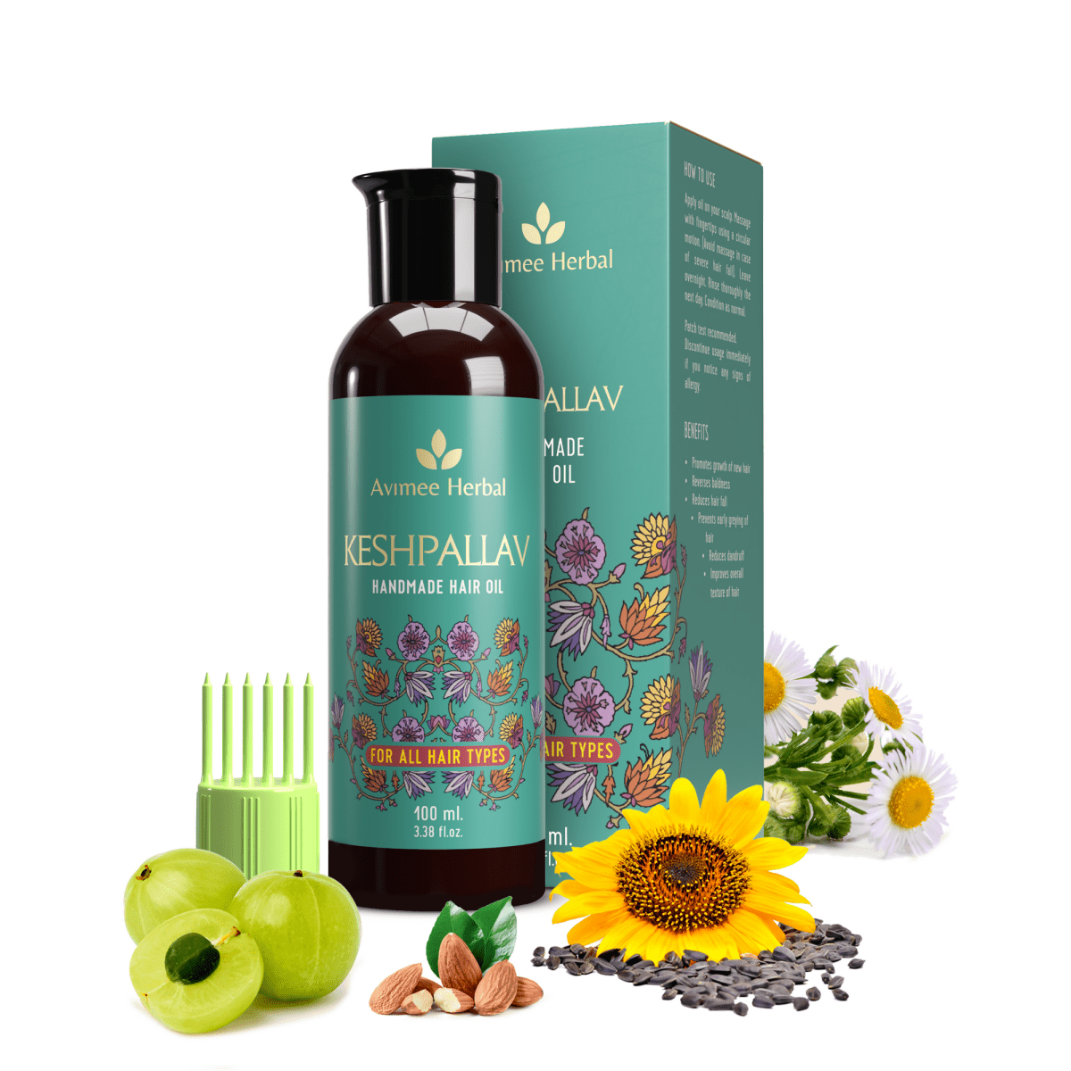 Avimee Herbal Hair Growth Kit: Keshpallav Hair Oil, Shakuntala Hair Cleanser And Scalptone Hair Growth Serum - Distacart