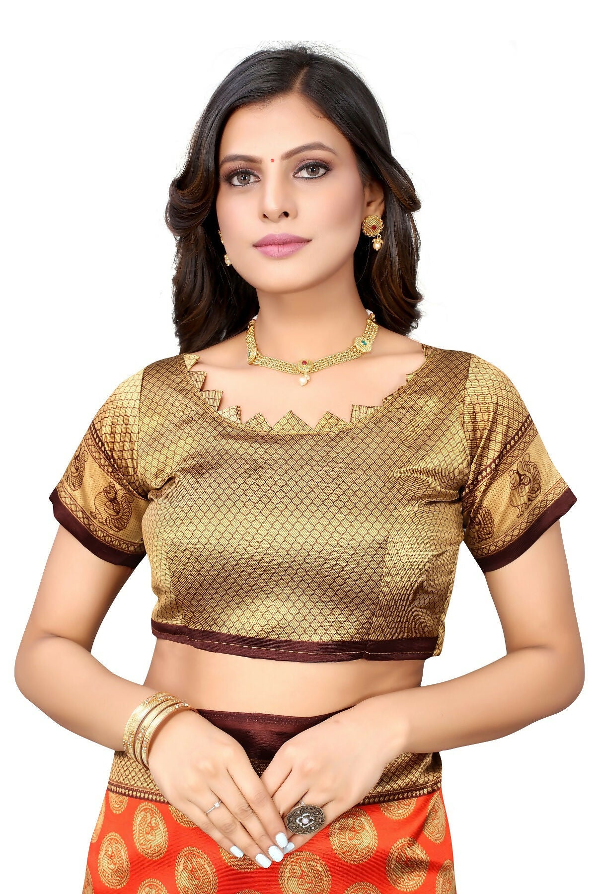 Vamika Orange Printed Art Silk Saree - Distacart