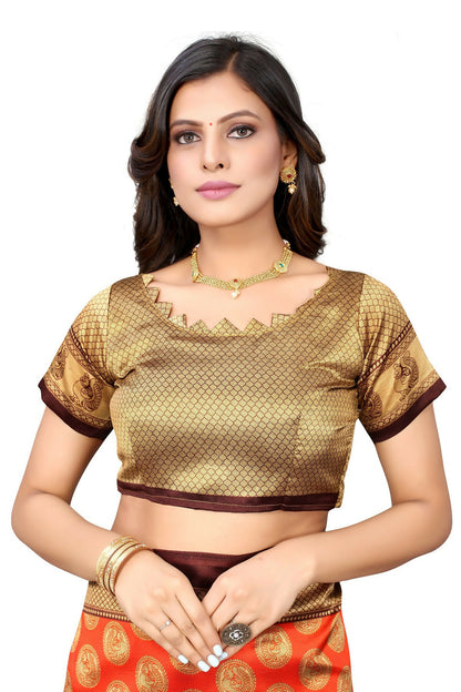 Vamika Orange Printed Art Silk Saree - Distacart