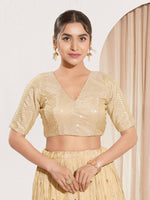 Thumbnail for Joban Fashion Gold Sequins Padded Blouse With V Neck Elbow Sleeves - Distacart