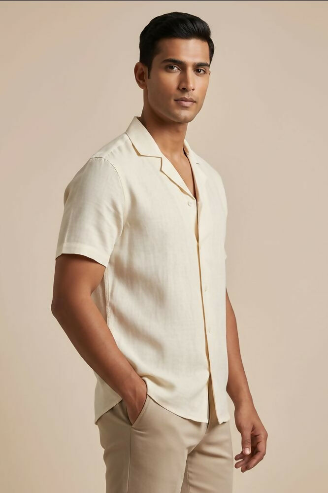 Sera — Cream Linen Shirt by Hilo Design - Dista