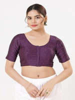 Thumbnail for Joban Fashion Wine Taffeta Silk Elbow Sleeveless Front Open Blouse