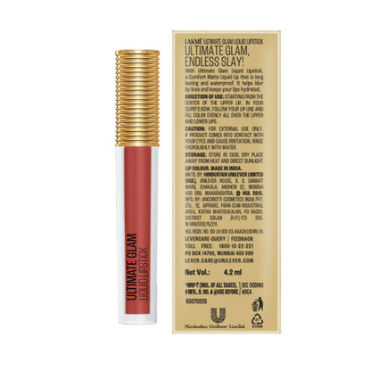 Lakme Ultimate Glam Matte Liquid Lipstick - Nude Myth - Distacart
