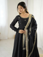 Thumbnail for Joban Fashion black Kurta set with Pant Chinon silk Thread with Sequins work