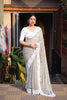 Grey Poly Georgette Ethnic Motifs Saree with Unstitched Blouse - A2M - Distacart