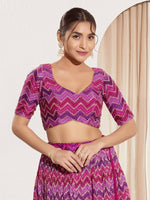 Thumbnail for Joban Fashion Purple Chiffon Padded Blouse With Square Neck Elbow Sleeves - Distacart