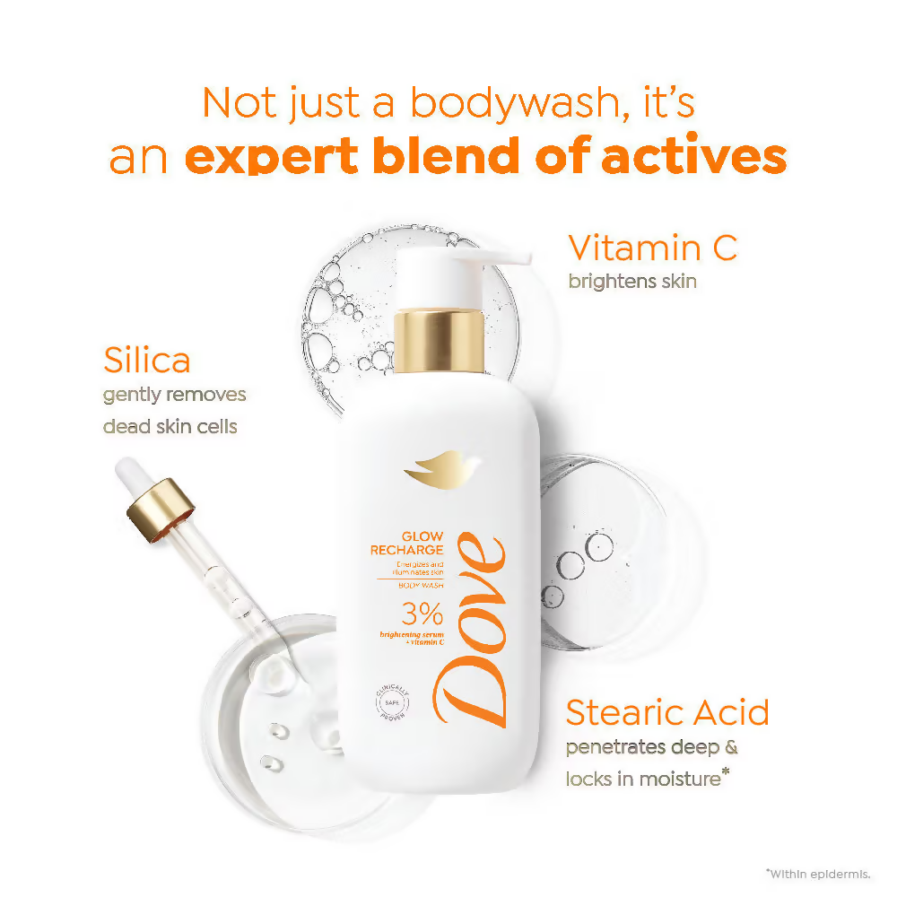 Dove Glow Recharge Exfoliating & Acne Clear Serum Body Wash Combo - Distacart
