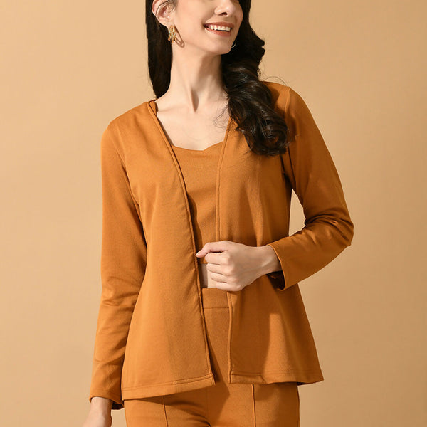 Myshka Women's Mustard Solid Solid Jacket - Distacart