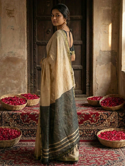 Shree Shyam Fashion Beige Cotton Saree - Distacart