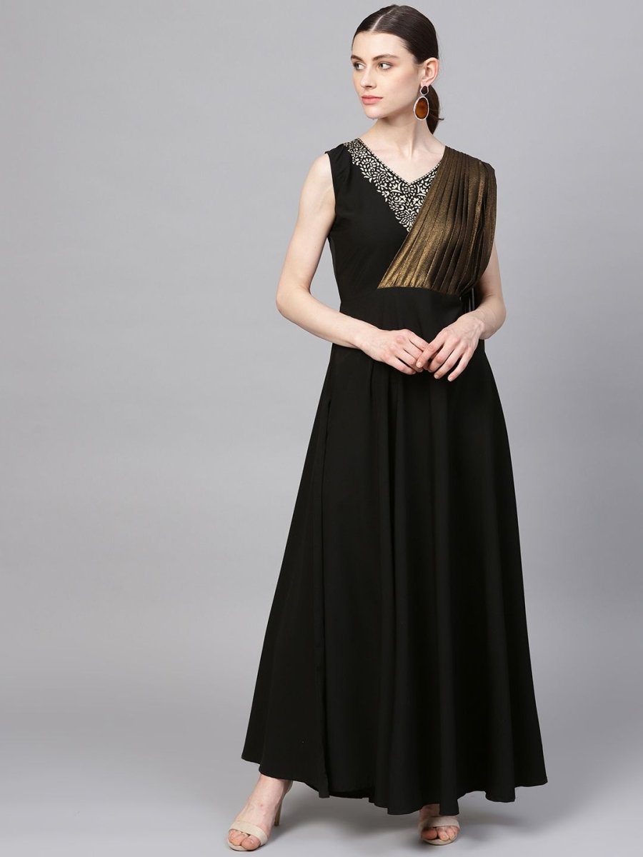 Ahalyaa Black Crepe Dress - Distacart