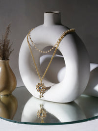 Thumbnail for Layered Kundan and Pearl Gold Neckpiece (gold) - Ruby Raang - Distacart