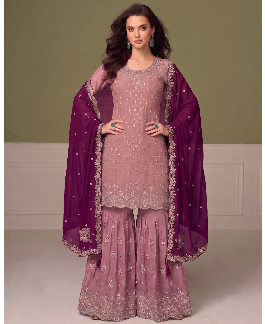 KC Heavy Chinon Peach Salwar Suit For Women Ethnic Wear - Dista