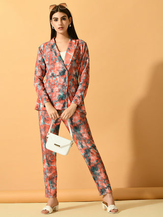 Myshka Women's Multi Printed Coat With Trousers - Distacart