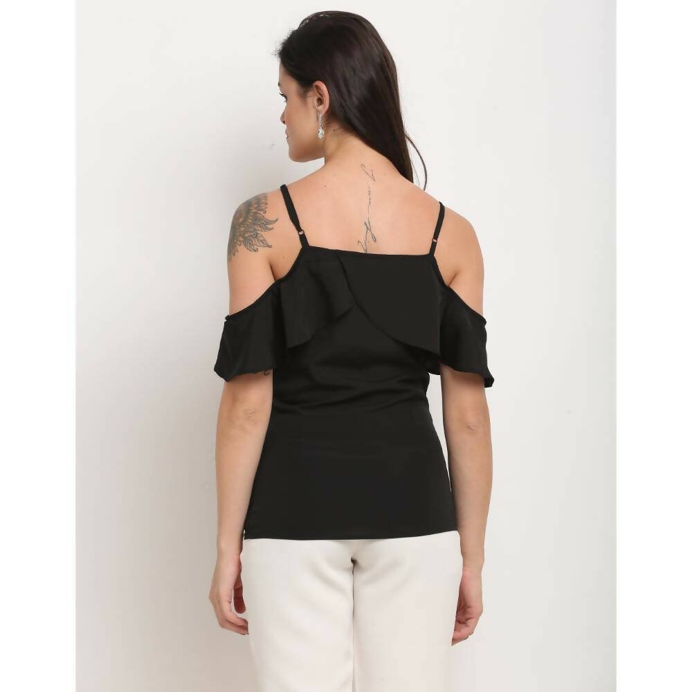 Aastha Fashion Women's Black Polyester Solid Casual Top - Distacart