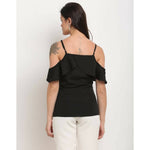 Thumbnail for Aastha Fashion Women's Black Polyester Solid Casual Top - Distacart